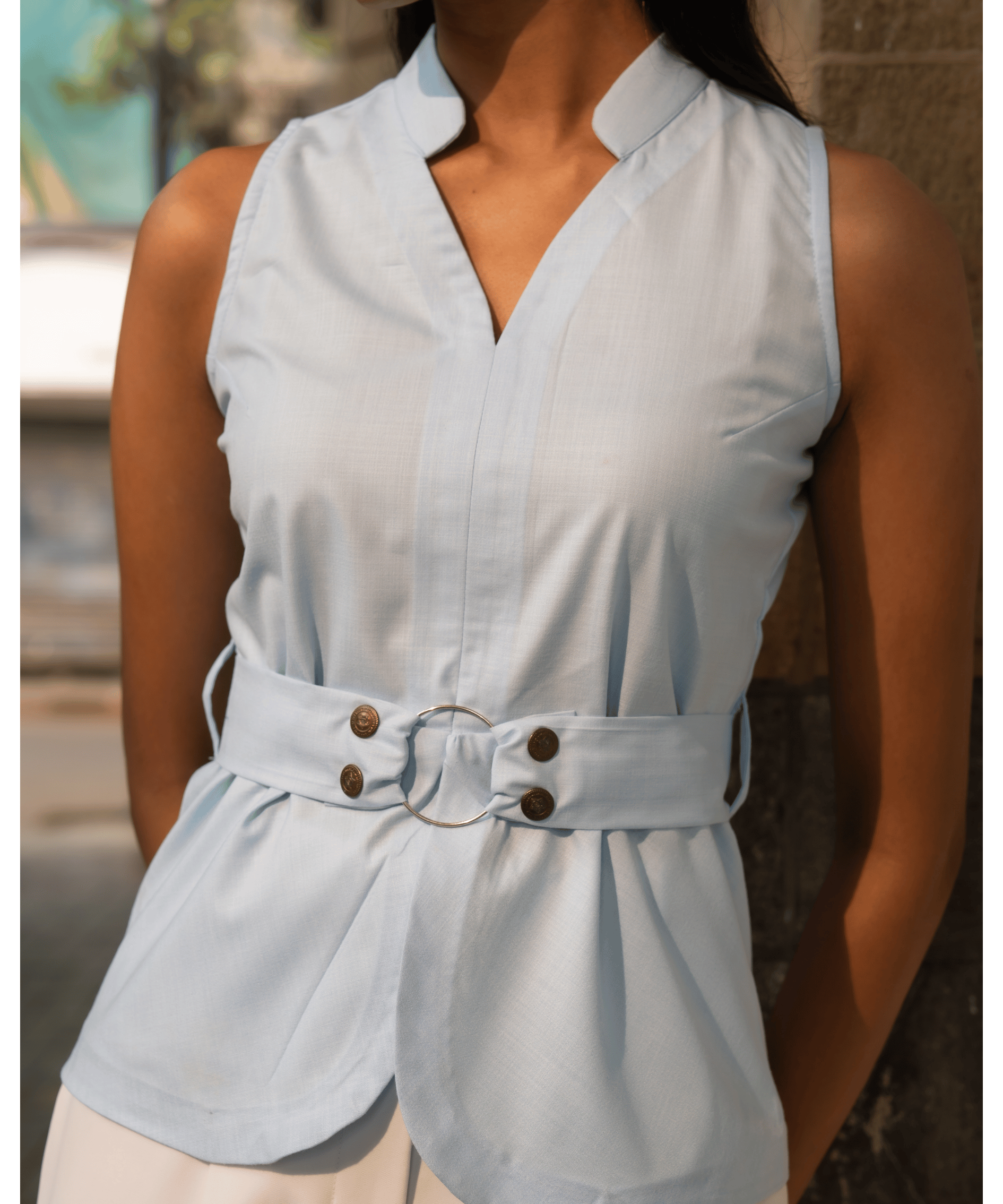 Powder Blue Top with Belt