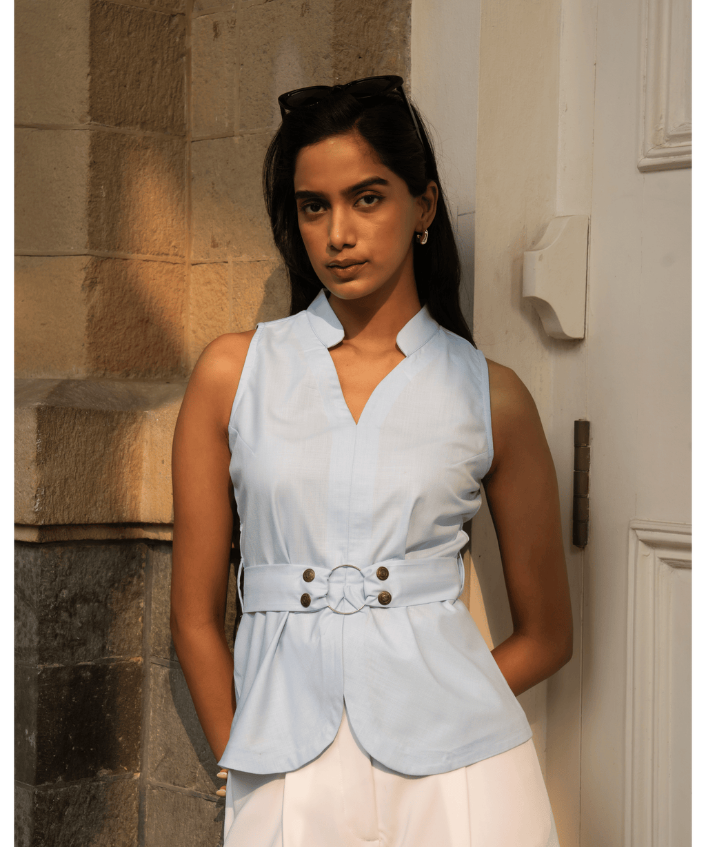 Powder Blue Top with Belt