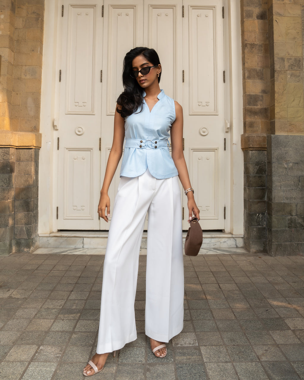 Powder Blue Top with Belt